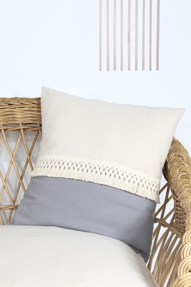Boho Throw Pillow Cover Gray Natural 45x45 Cm
