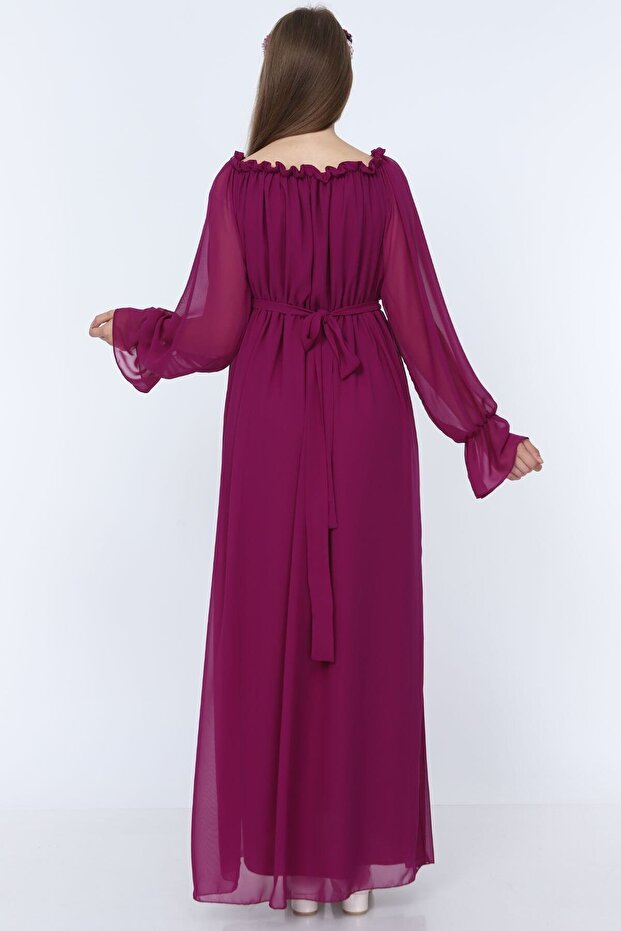 Kadın Mor Dökümlü Hamile Elbisesi - 8