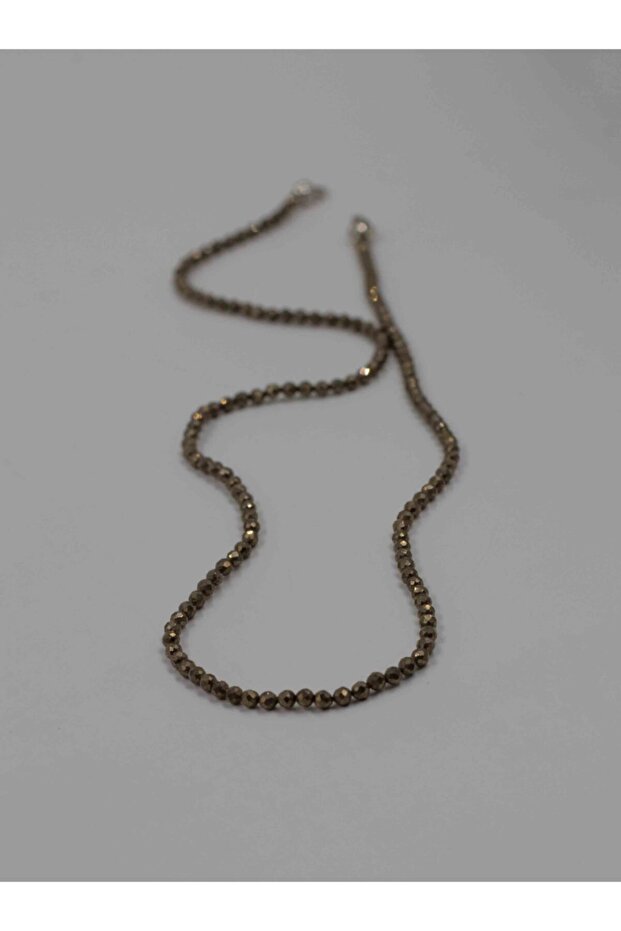 Pirit Taşı Doğaltaş İnce Kolye 2 mm - 1