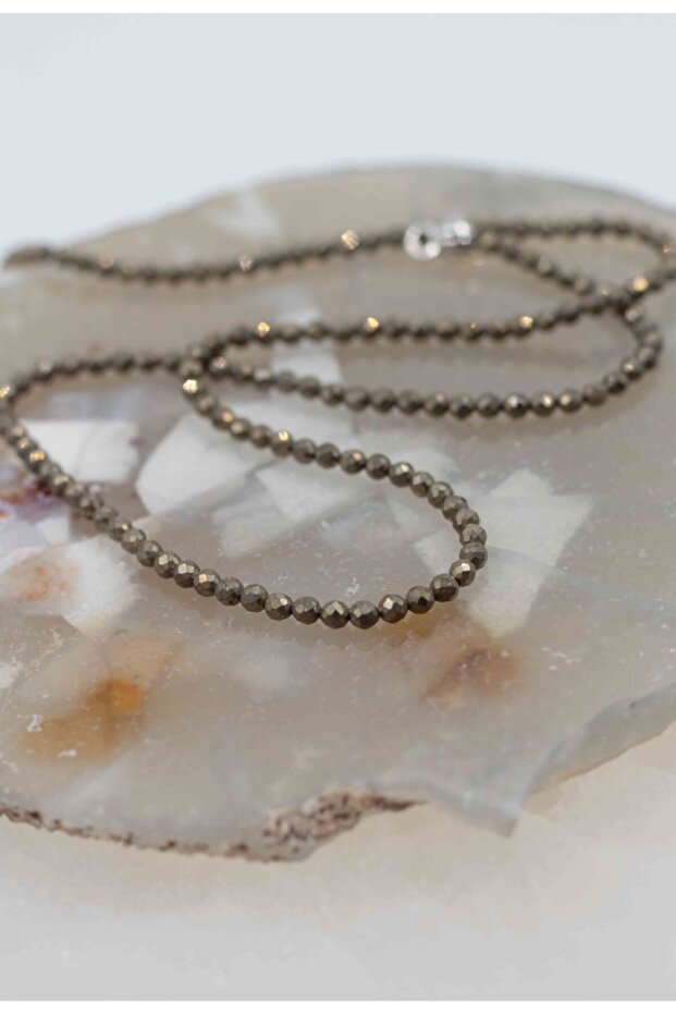 Pirit Taşı Doğaltaş İnce Kolye 2 mm - 5