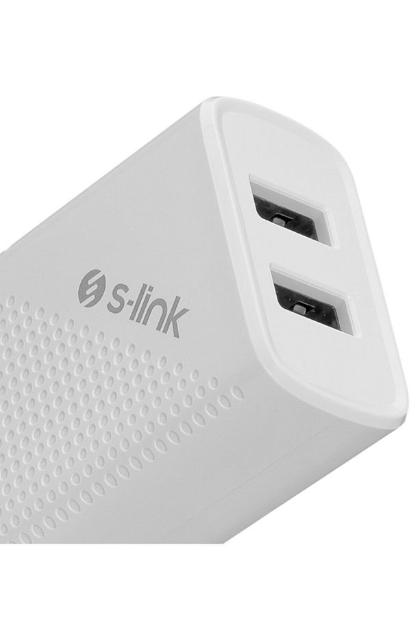 Sl-ec50 (sl-ec50t) 5v 2400ma Type-c Kablolu 2 Usb Çıkışlı Beyaz Ev Şarj Adaptörü - 5