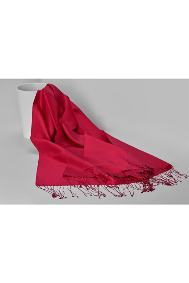 %100 Ipek Şal - Kırmızı - 2