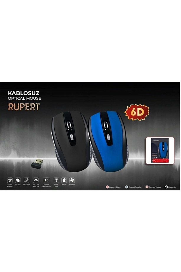 Wireless 1600 Dpı Kablosuz Optik Mouse 6d Kablosuz Mause C-18 Siyah - 2