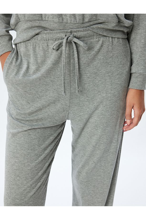 Örme Pijama Altı Jogger Beli Bağlamalı - 5