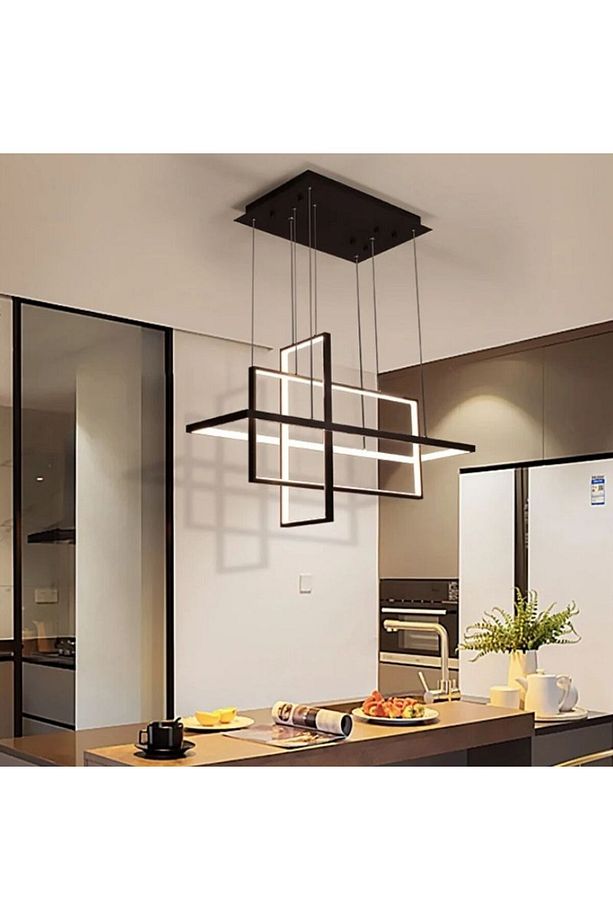 Modern LED Avize Mutfak Yemek Odası Oturma Odası  Dikdörtgen Avize Geometrik Kare Kutu Tavan Avize - 1