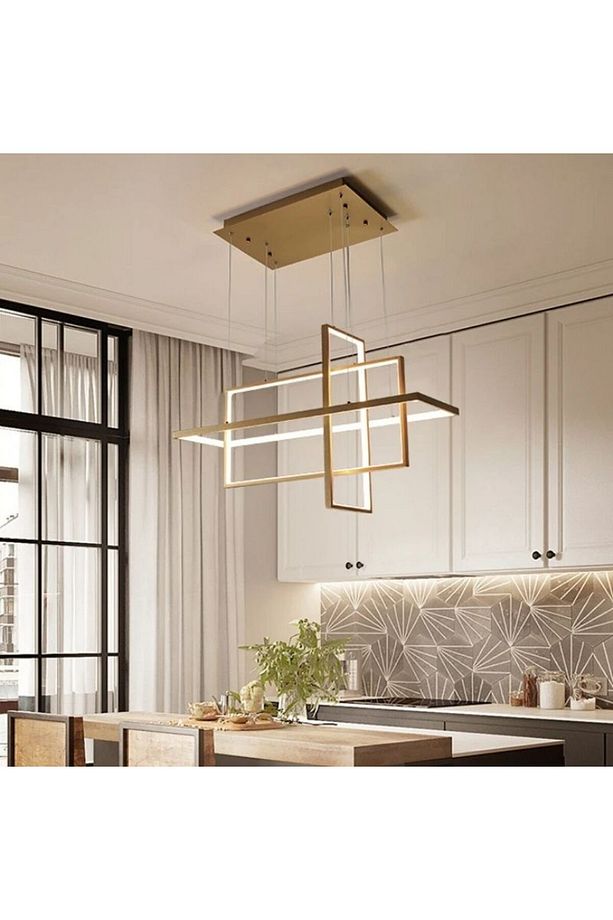 Modern LED Avize Mutfak Yemek Odası Oturma Odası  Dikdörtgen Avize Geometrik Kare Kutu Tavan Avize - 1