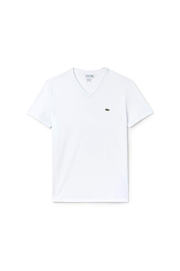 Erkek Regular Fit V Yaka Beyaz T-Shirt - 3