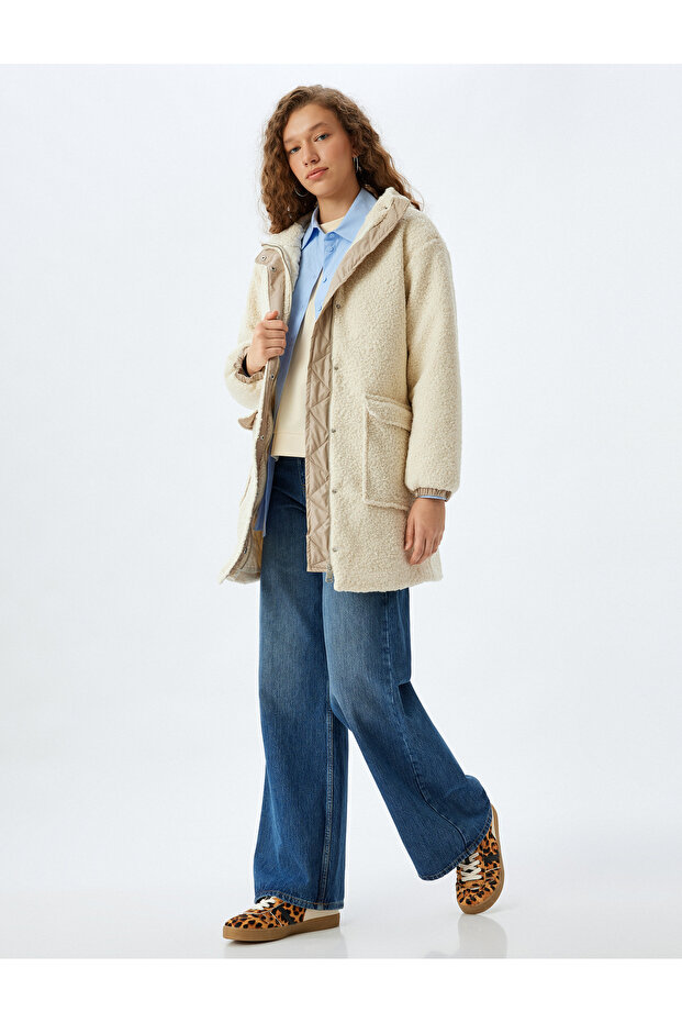 Women's Beige Plush Coat