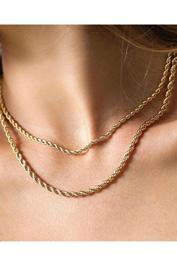 Muray 3mm Twisted Steel Gold-Silver Unisex Necklace (Does Not Tarnish-Fade)
