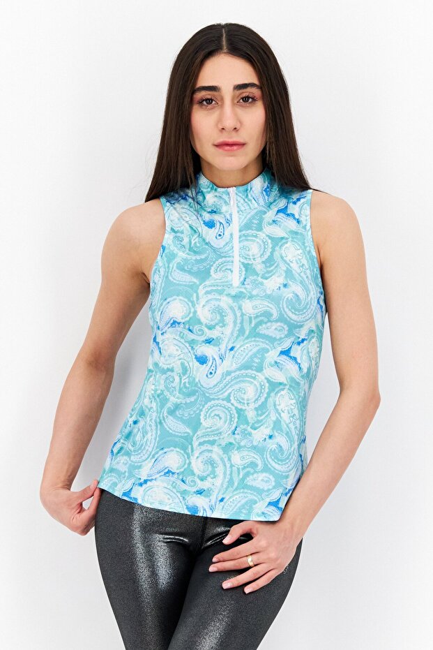 Women Sportswear Fit Sleeveless Training Top, Turquoises