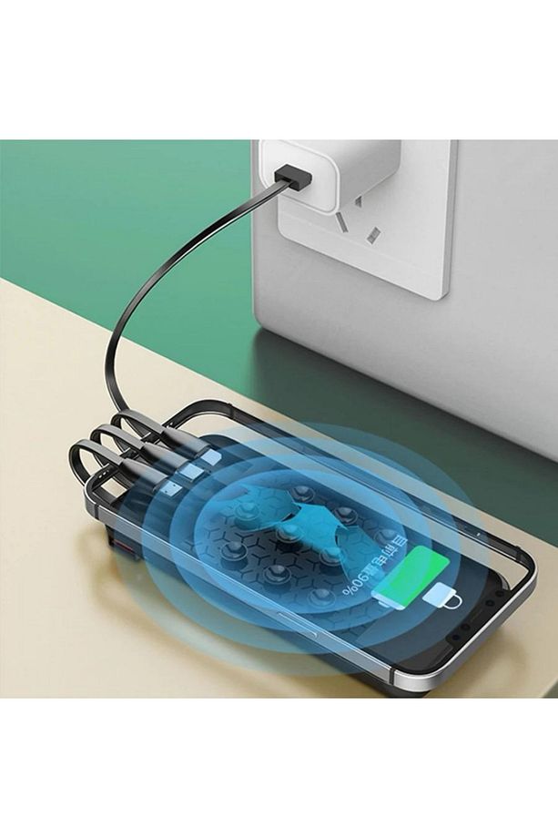 10.000 mAh Taşınabilir Powerbank Çoklu Kablolu vantuzlu ve Magsafe Özeliği cep telefonu Bataryası - 6