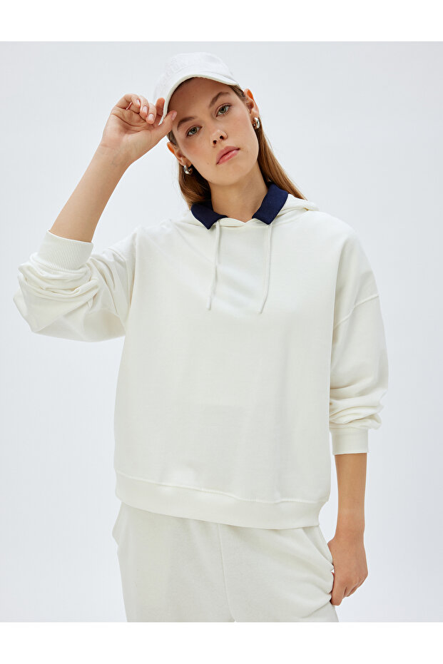 Long Sleeve Three Thread Cotton Basic Hooded Sweatshirt