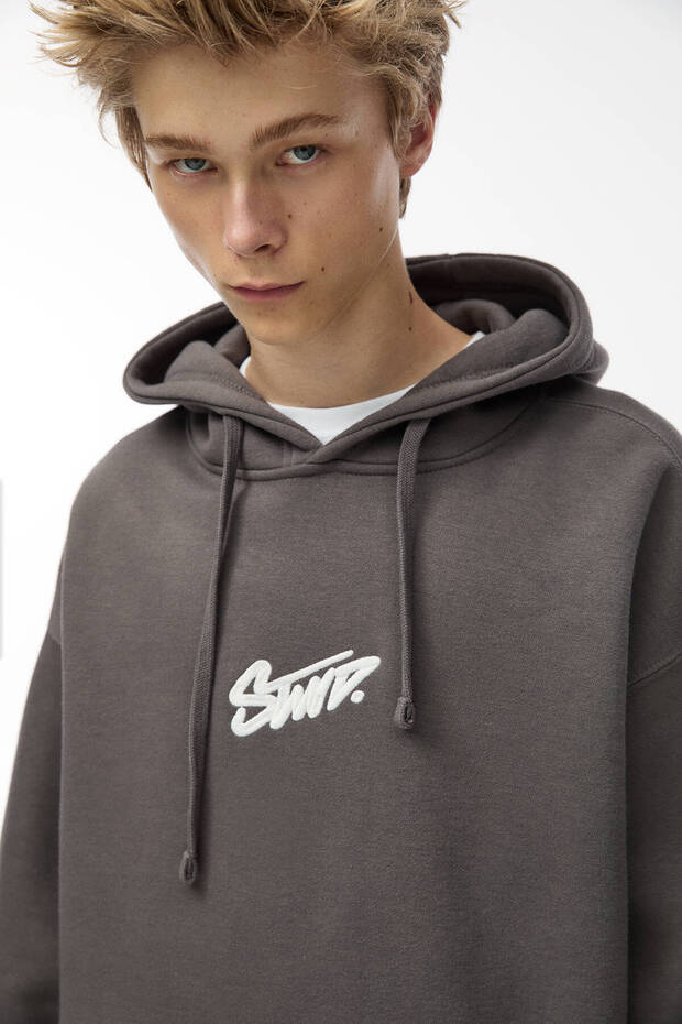 STWD baskılı kapüşonlu sweatshirt - 7