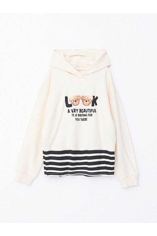 Girl's Crop Sweatshirt - Hooded and Long Sleeve