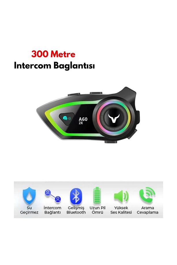 2 Intercom Bağlantılı Su Geçirmez Motosiklet Kask Bluetooth 5.3 300m Intercoom 2.000mah New - 4