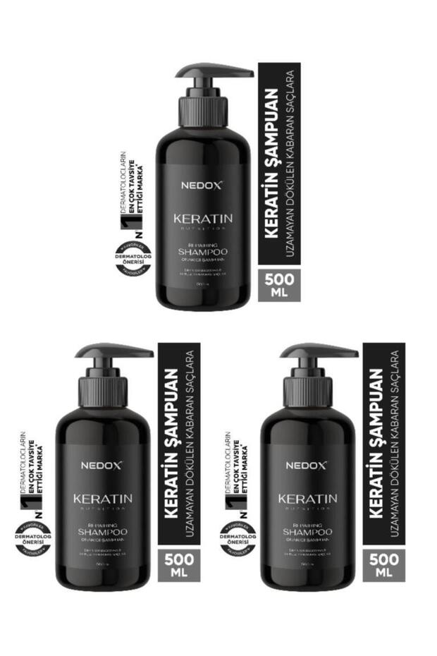 3 Pieces Keratin Hair Care Shampoo for Damaged Hair 500 ml