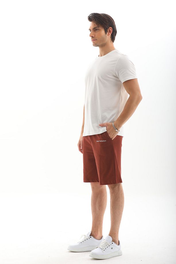 Erkek Regular Fit %100 Pamuk Şort-Kahve - 4