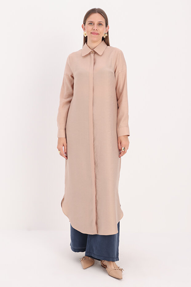 Základní tunika dlouhé košile s norkovou skrytou légou - 2