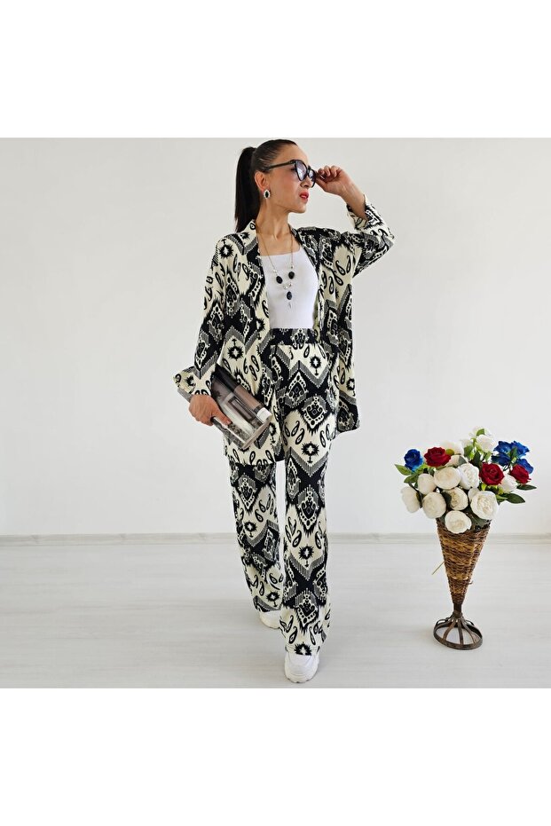 Trend Patterned Kimono Set - 2
