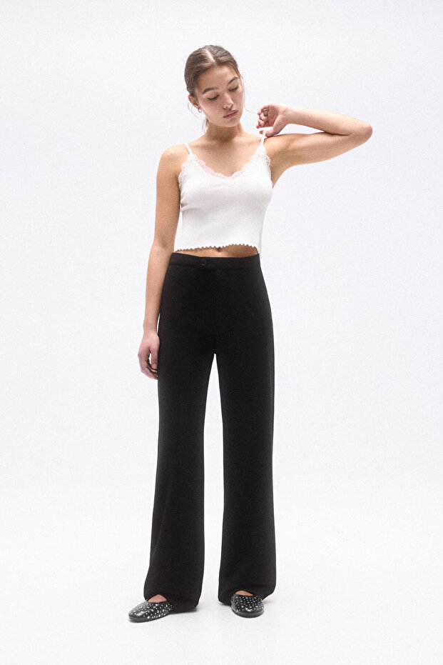 Pensli straight kumaş pantolon - 1