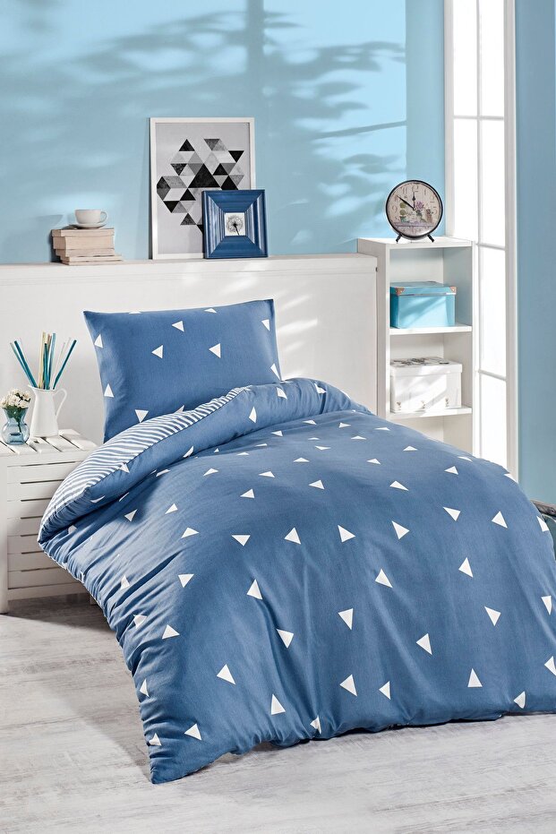 Junior Nevresim Seti Tek Kişilik Üçgen K.BulutMavi - 1