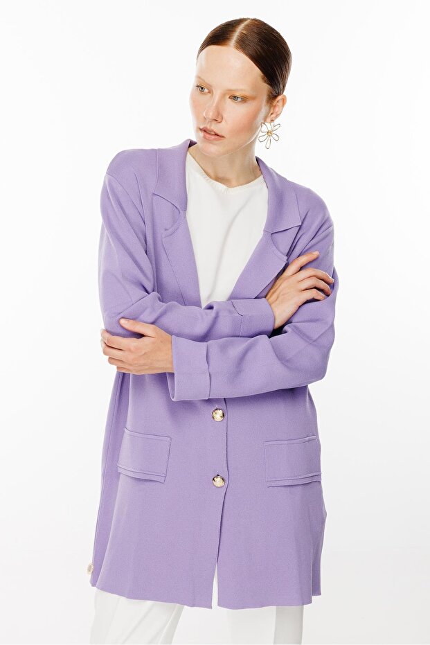 Triko Ceket LİLA - 5