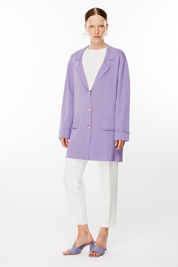 Triko Ceket LİLA - 3