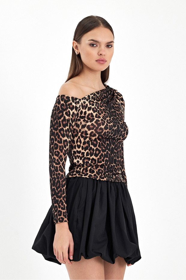 Kadın LEOPAR Açık Omuzlu Sandy Örme Bluz - 5