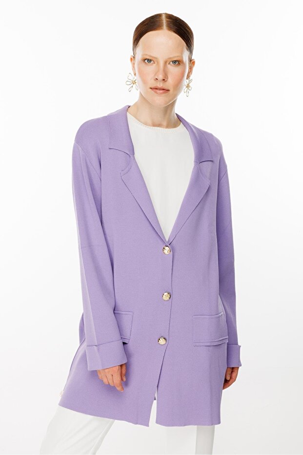 Triko Ceket LİLA - 7