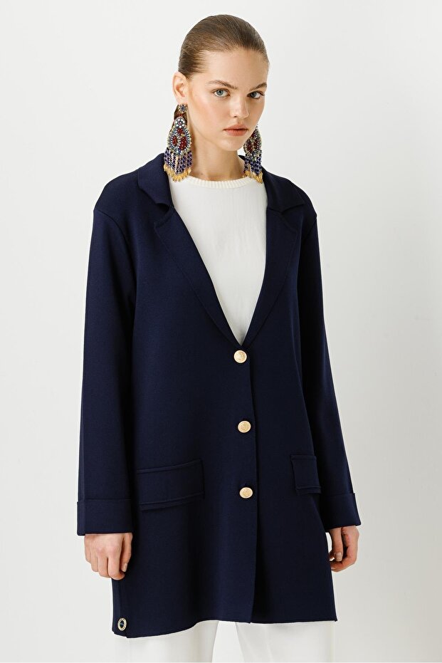 Triko Ceket Lacivert - 1