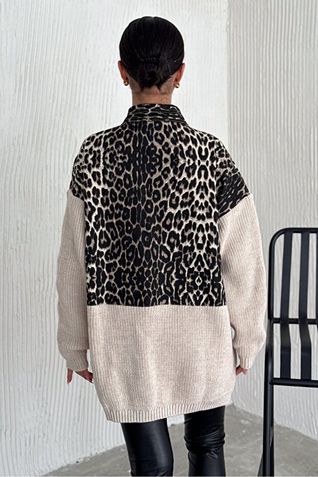 Jachetă de blugi cu model leopard de damă - 5