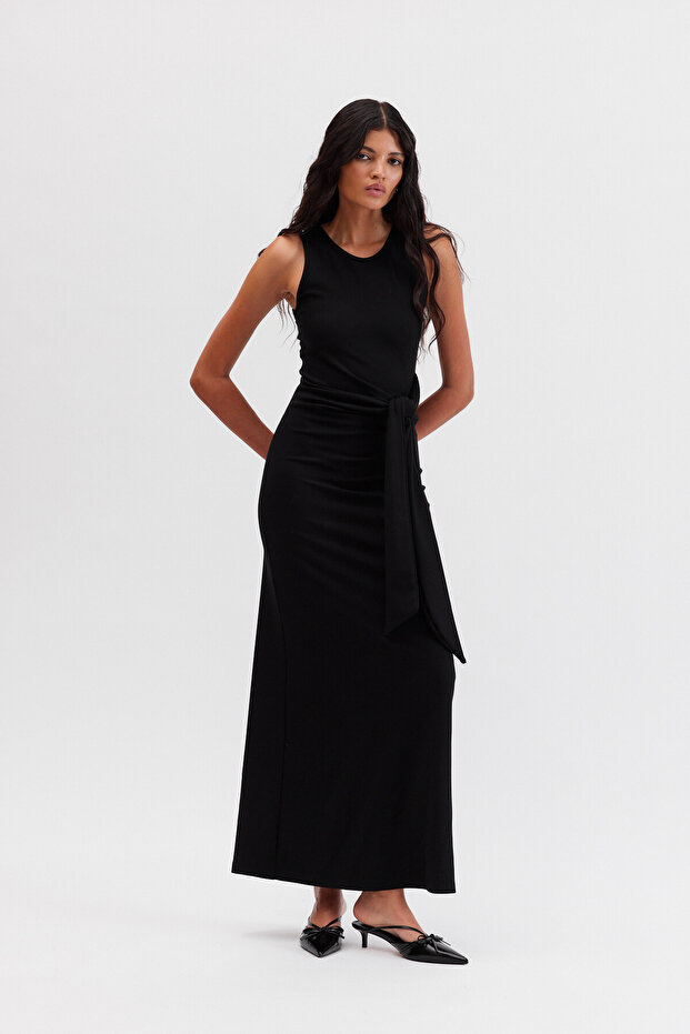 PANNA Önü Düğümlü Uzun Elbise - 4