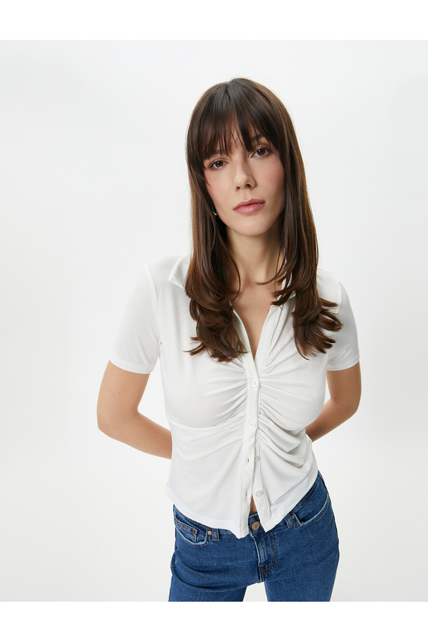 Short Sleeve Shirt Draped Buttoned