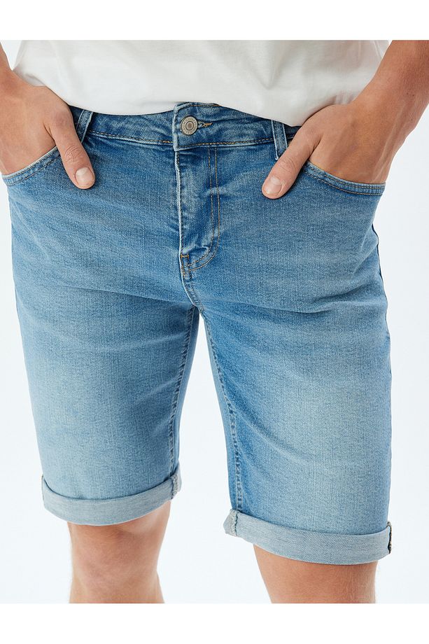 Slim Fit Kot Şort Bermuda Cep Detaylı Pamuklu - 5