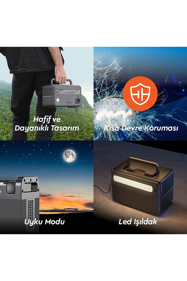 Go On 600w Taşınabilir Güç Istasyonu, Güç Kaynağı, Güneş Paneli Ile Şarj Desteği, Hafif, Lifepo4 - 4