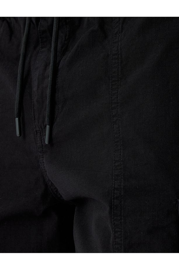 Chino Şort Bermuda Kargo Cep Detaylı Beli Bağcıklı Pamuklu - 6