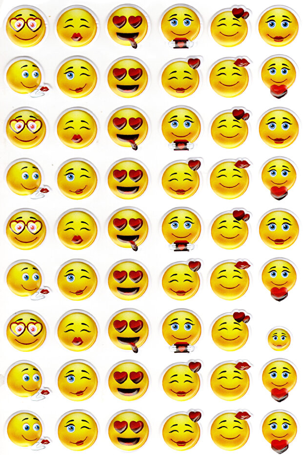ملصق منقوش بحجم A4، ملصق مخطط - (lim091) - Emoji Love