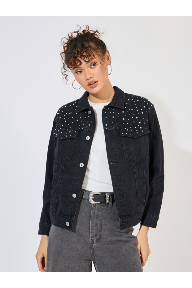 Embellished Detail Denim Jacket