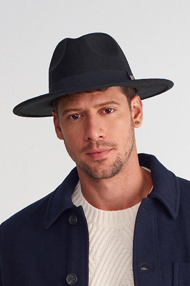 Kapelusz Fedora męski duży rozmiar 60 cm czarny - 1