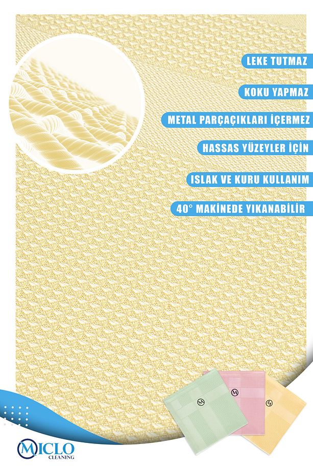 Mikrofiber Temizlik Bezi | Sihirli Bez | 3'lü Set | 30x40cm | - Soft Renkler - 4