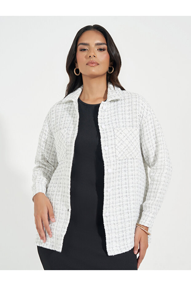 Oversized Longline Tweed Shacket