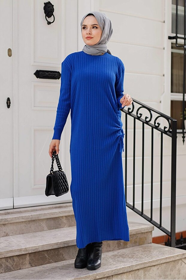 Begin Gathered Knitwear Dress 1219 - Cobalt Blue
