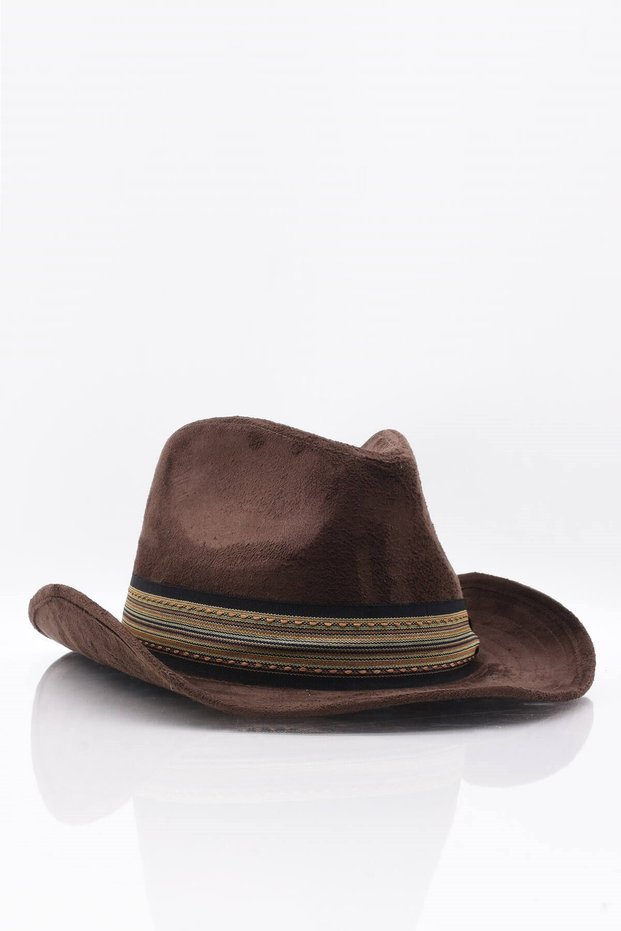 Men's Fedora Cowboy Hat Nubuck-Brown