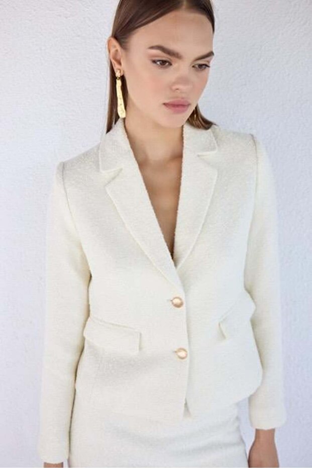 Ekru Buklet Ceket - 3