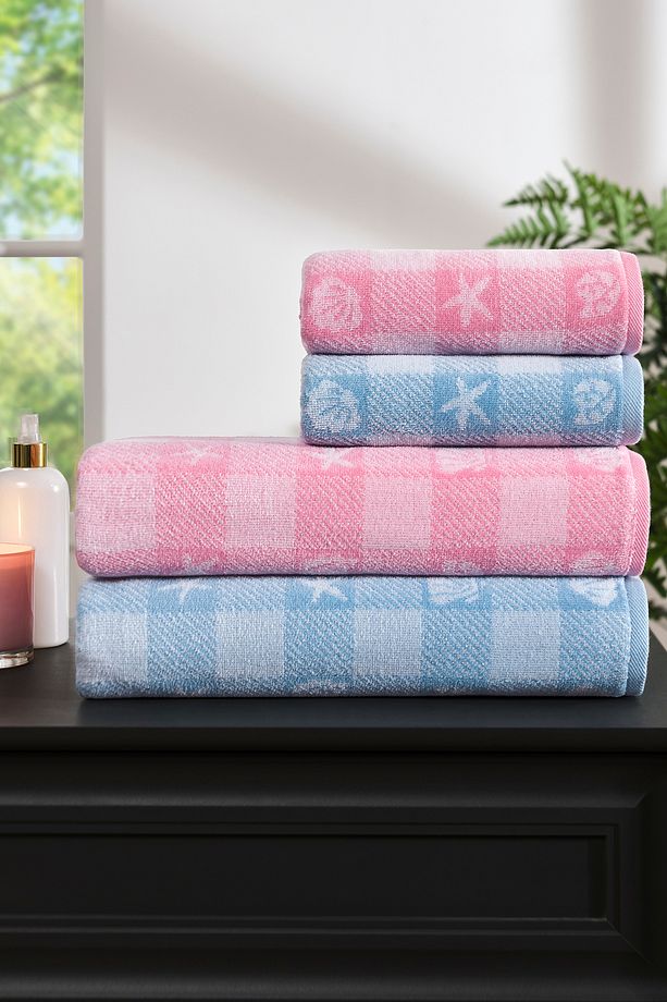 Özdilek Shell Plaid Kadife Havlu Seti - 1