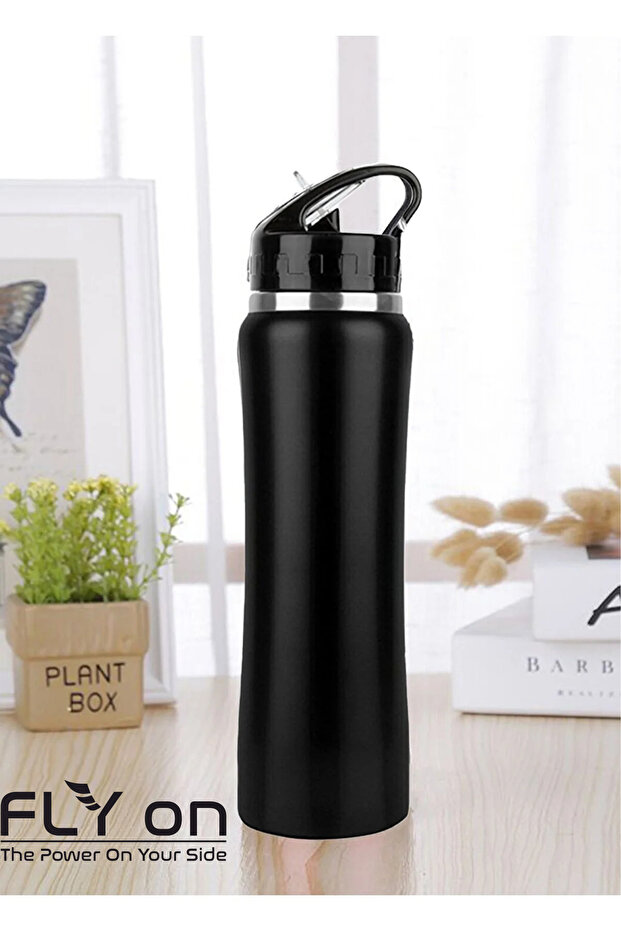 Double Layered Thermos with Straw, Both Hot and Cold Protected, Sporty Straw Flask Water Bottle 500 ml