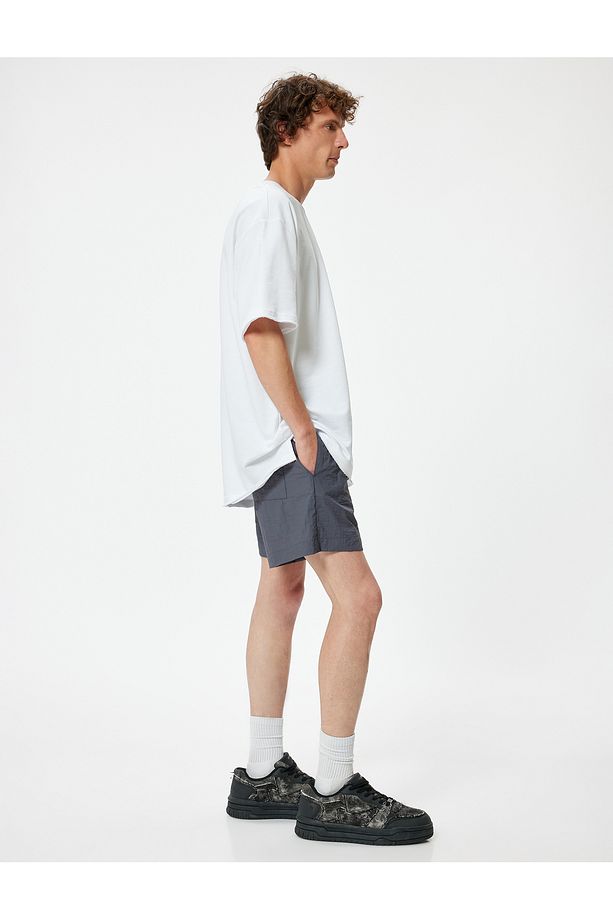 Oversize Şort Beli Bağcıklı Cep Detaylı - 1