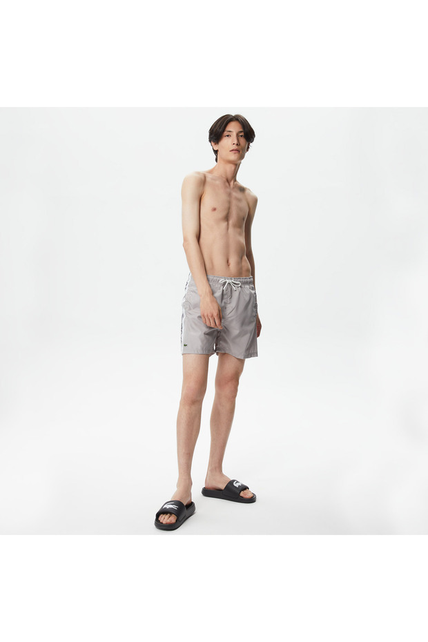 Erkek Regular Fit Baskılı Gri Mayo Şort - 1