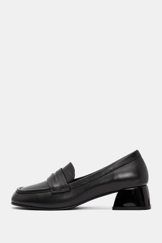 Venüs Kadın Siyah Gerçek Deri Topuklu Loafer - 2