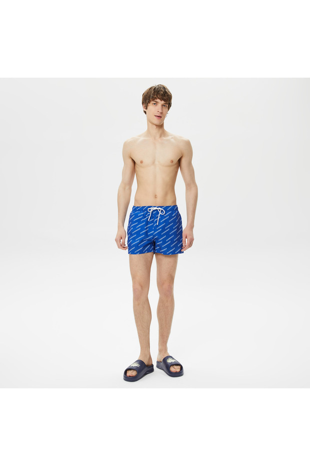 Erkek Baskılı Mavi Mayo Şort - 1